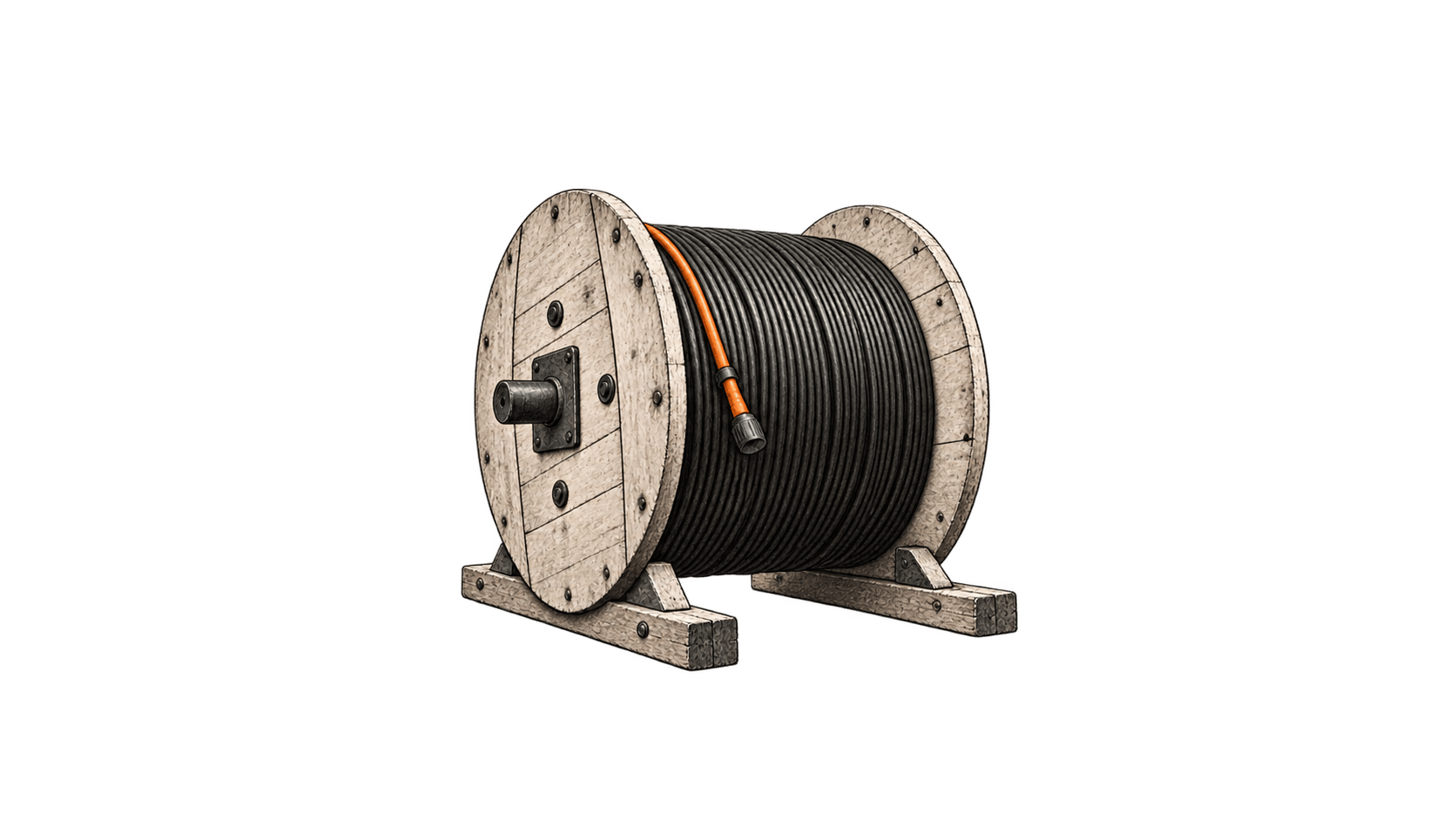 Unconnected fibre cable reel.