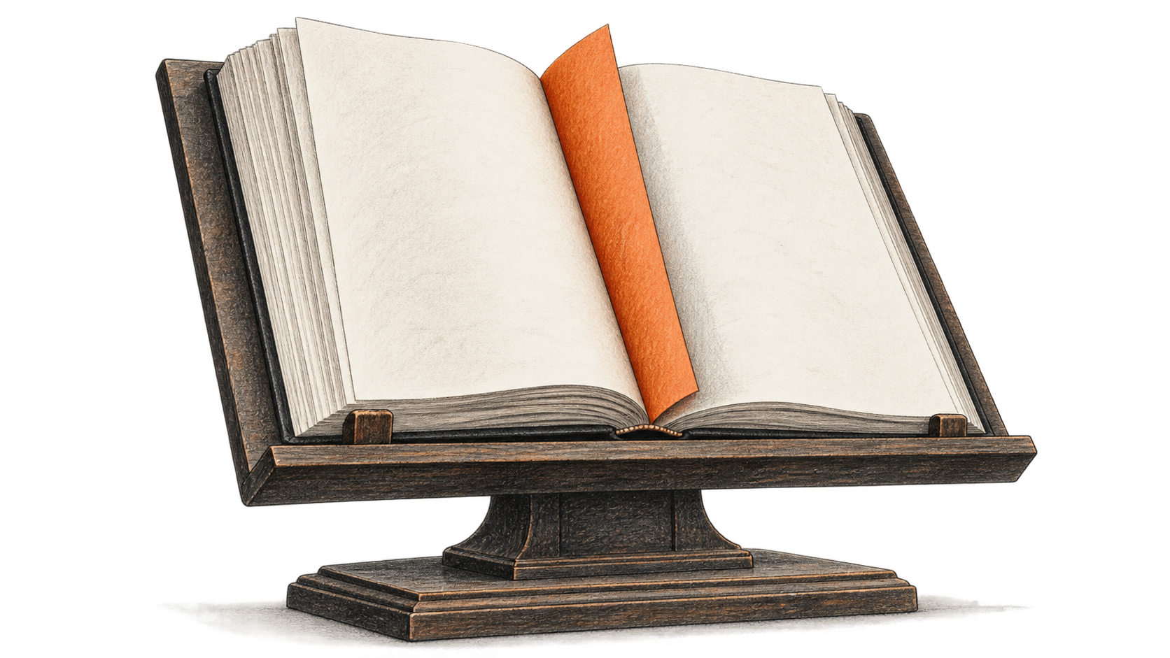 Open manuscript with orange replacement leaf.
