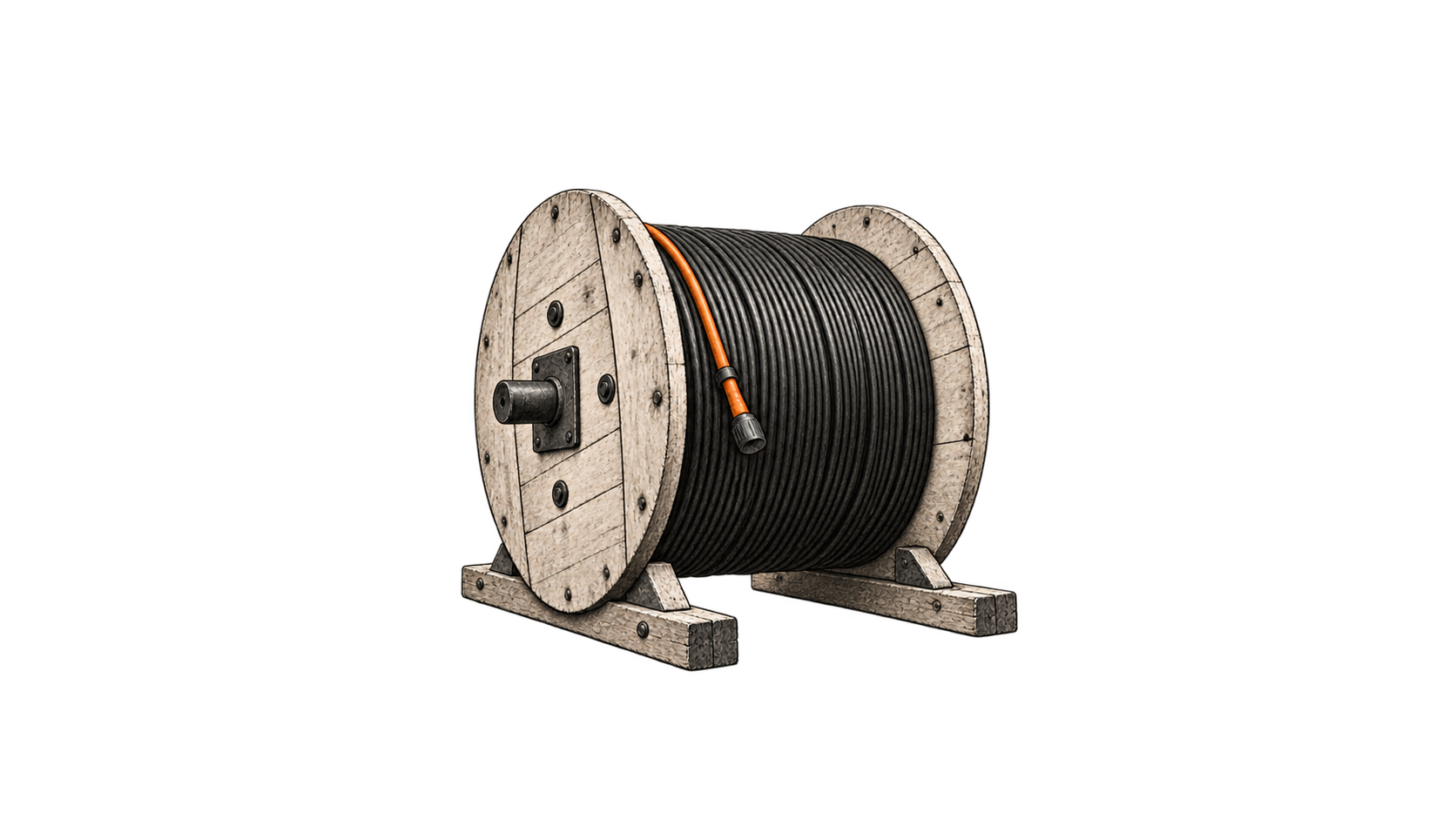 Unconnected fibre cable reel.